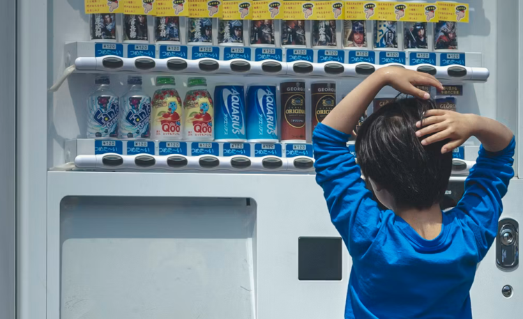 a boy choosing snacks