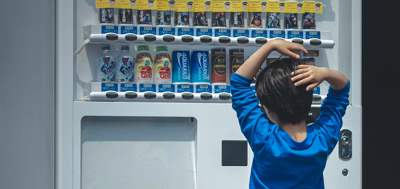 a boy choosing snacks